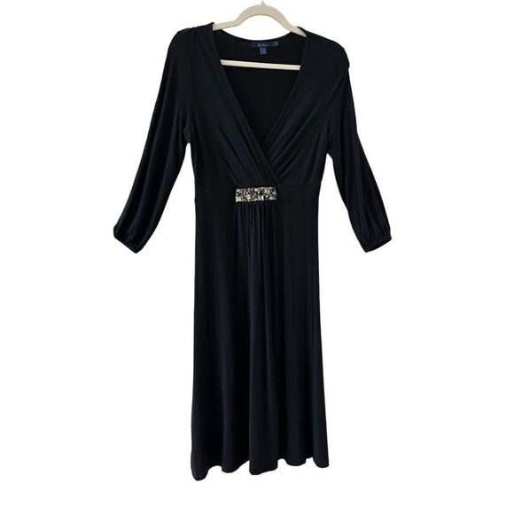 Boden Crystals Embellished Quarter Sleeve Evening Dress Women's Black Size 10R - Picture 1 of 6